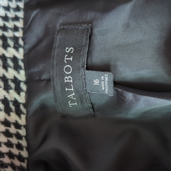 Talbots Black and White Plaid Blazer Houndstooth - Picture 8 of 10